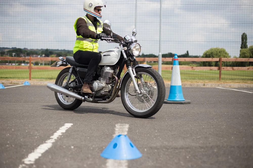 Rider completing cone training