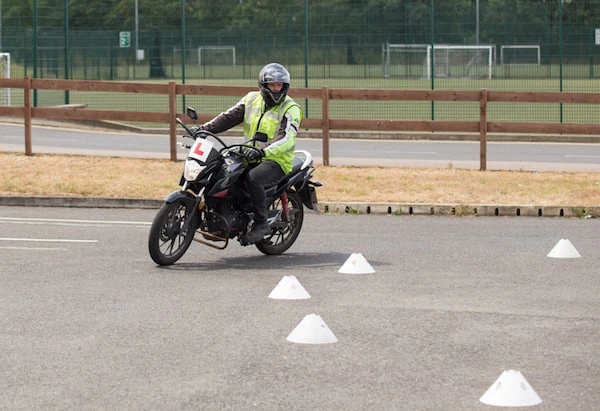 rider completing cone section in edgware